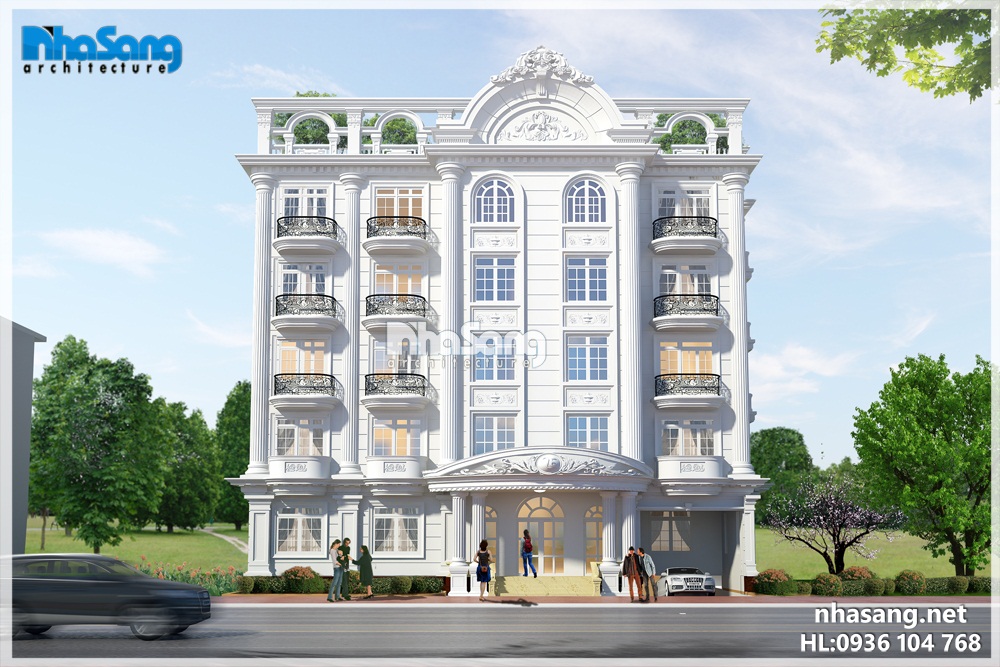 thiết kế khách sạn kiến trúc Pháp